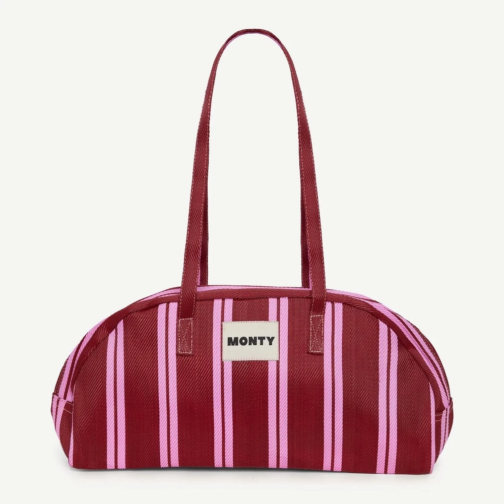 NWOT MONTY ARC SHOULDER BAG STRIPED PINK AND MALBEC